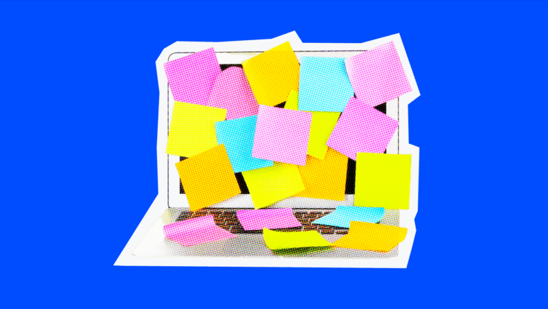 post it notes on a blue background for workflow process mapping