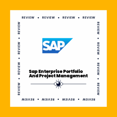 Sap enterprise portfolio and project management logo on an orange background for SAP enterprise portfolio and project management review
