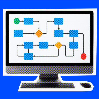 computer screen with enterprise workflow automation displayed on it