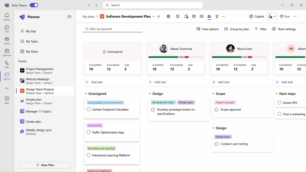 Microsoft Planner task completion view.