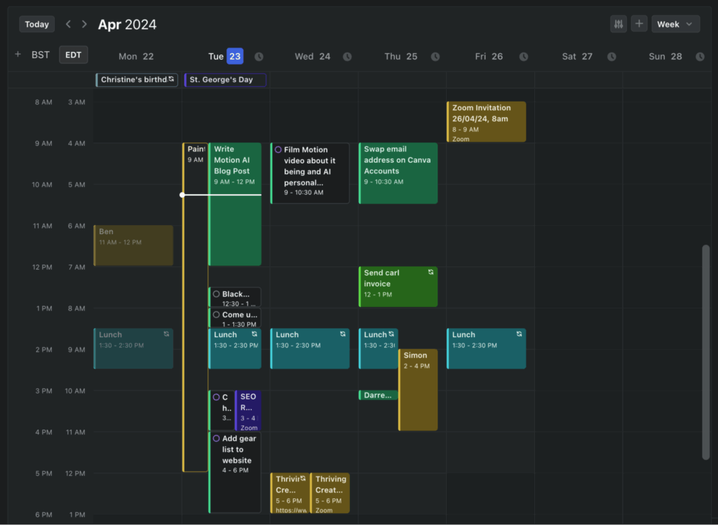 timeboxing example using Motion AI