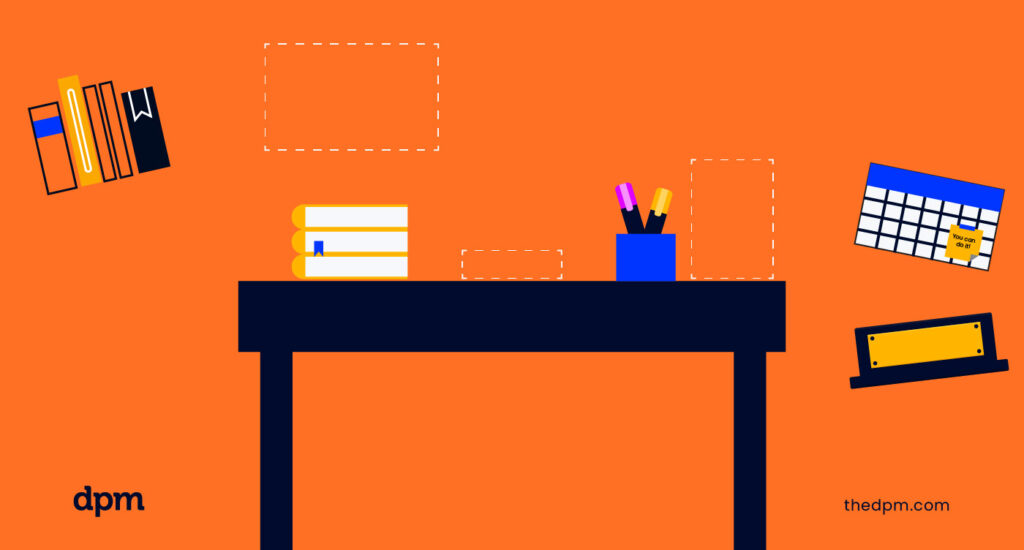 In this image, the highlighters have been placed in their proper spot on the desk—in the cup.