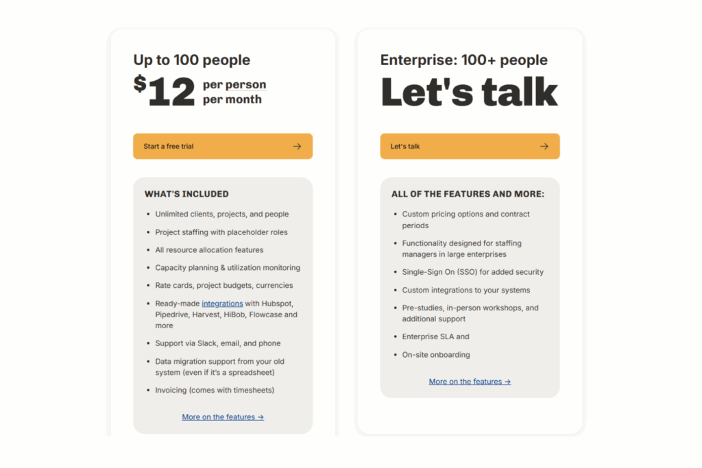 Operating pricing screenshot