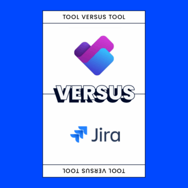 Microsoft planner Versus Jira software logos on blue background