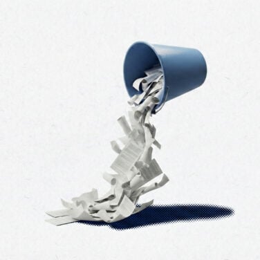 AI Workflows bucket of papers being dumped out