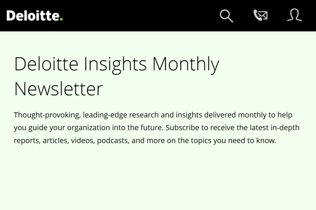 Deloitte Insights Monthly Newsletter subscription page