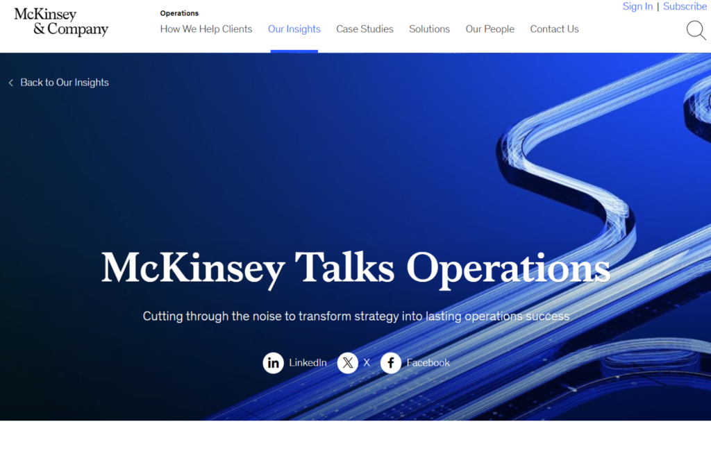 McKinsey Talks Operations newsletter landing page