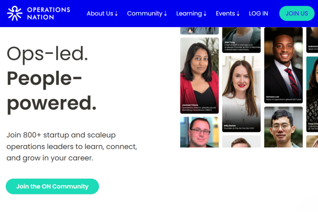 Operations Nation homepage featuring its operations leadership community
