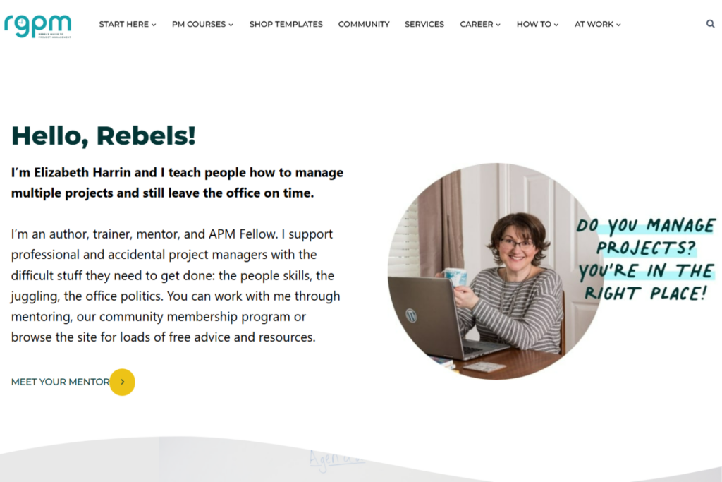 RGPM Newsletter homepage with project management resources
