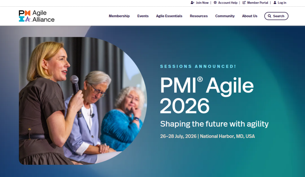 Captura de pantalla de la página principal de la Conferencia Agile2026