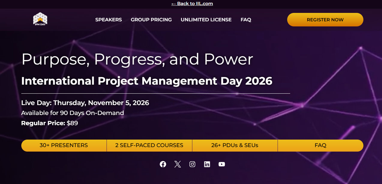 Página de inicio del Día Internacional de la Gestión de Proyectos 2026
