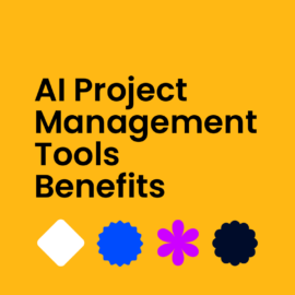 Ai project management tools benefits text on yellow background