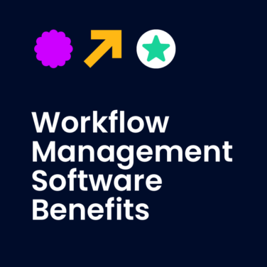 Workflow management software benefits text on dark background