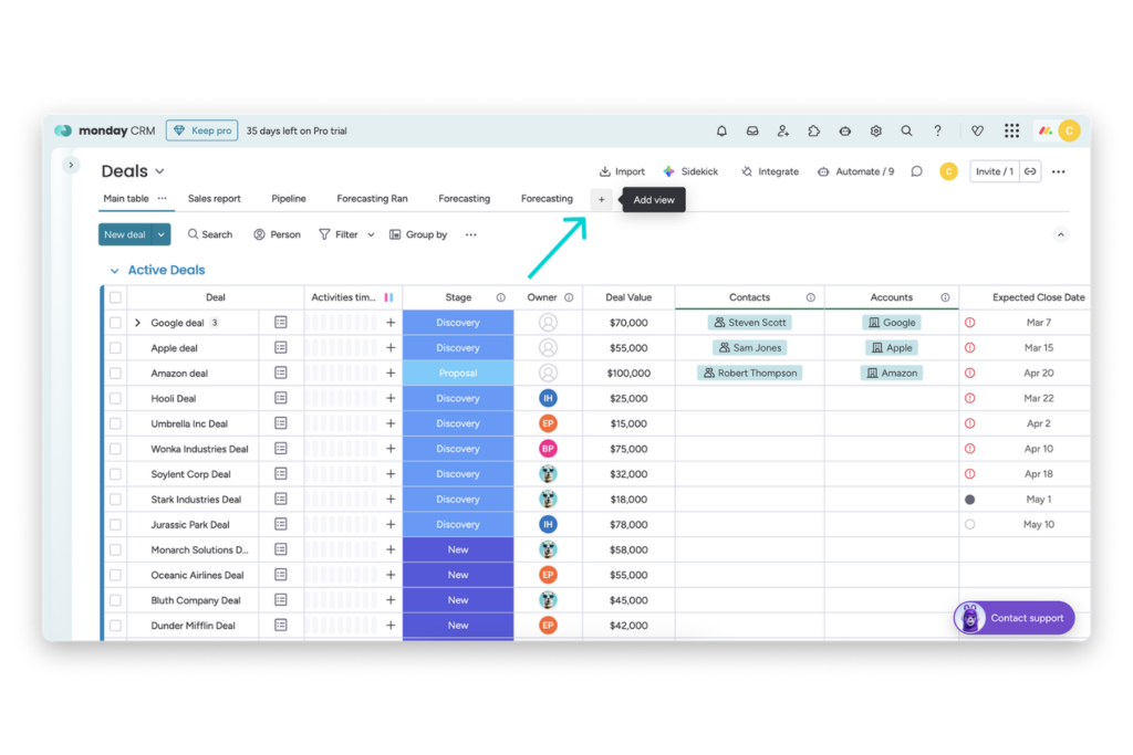 Step 2: Open Forecast View and compare pipeline against your goal