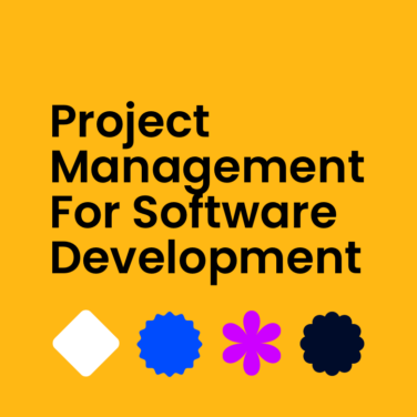 Project management for software development text on orange background