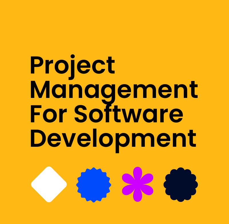 Project management for software development text on orange background
