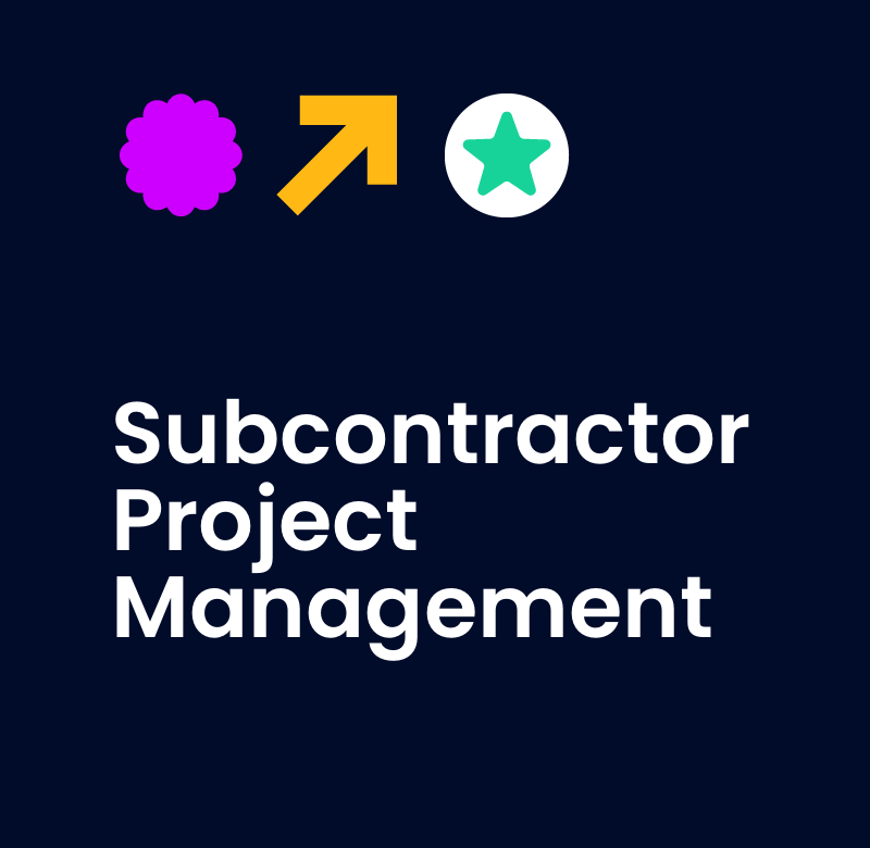 Subcontractor project management text on dark background