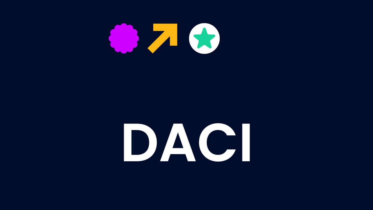 Daci text on dark background