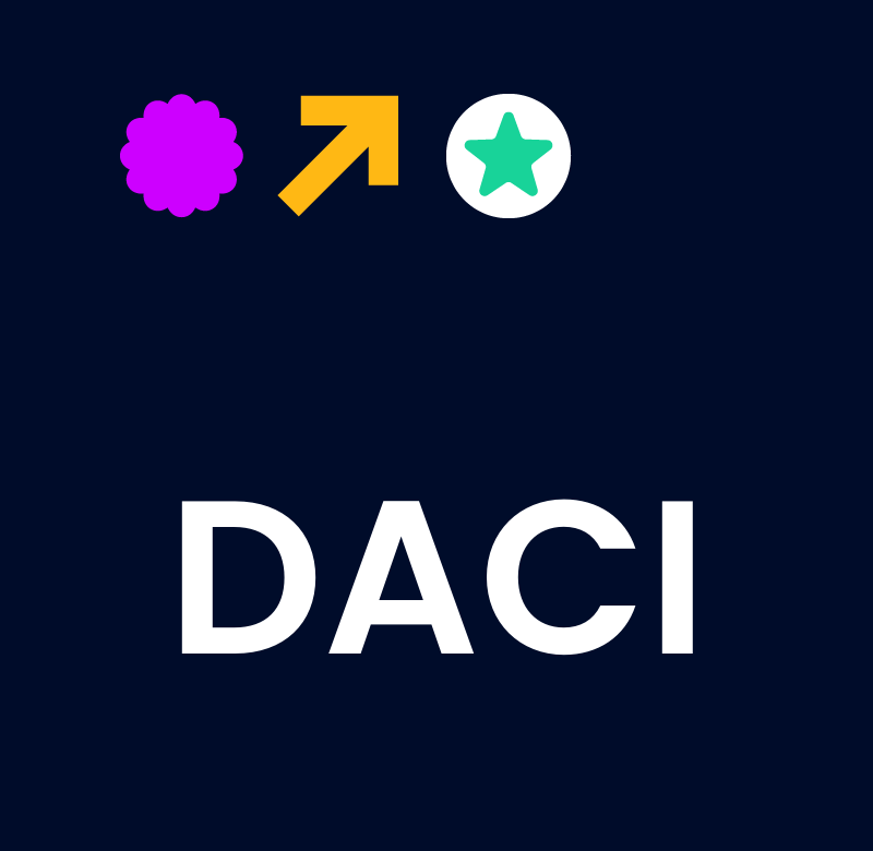 Daci text on dark background