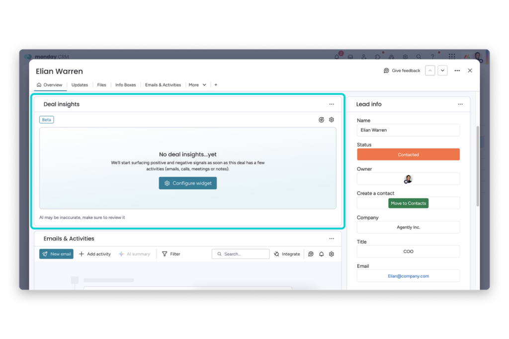Step 3: Configure the Deal Insights Widget