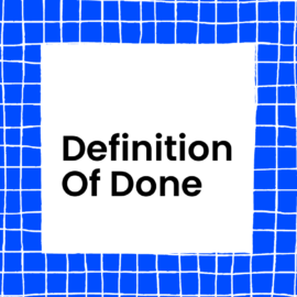Definition of done text on blue background